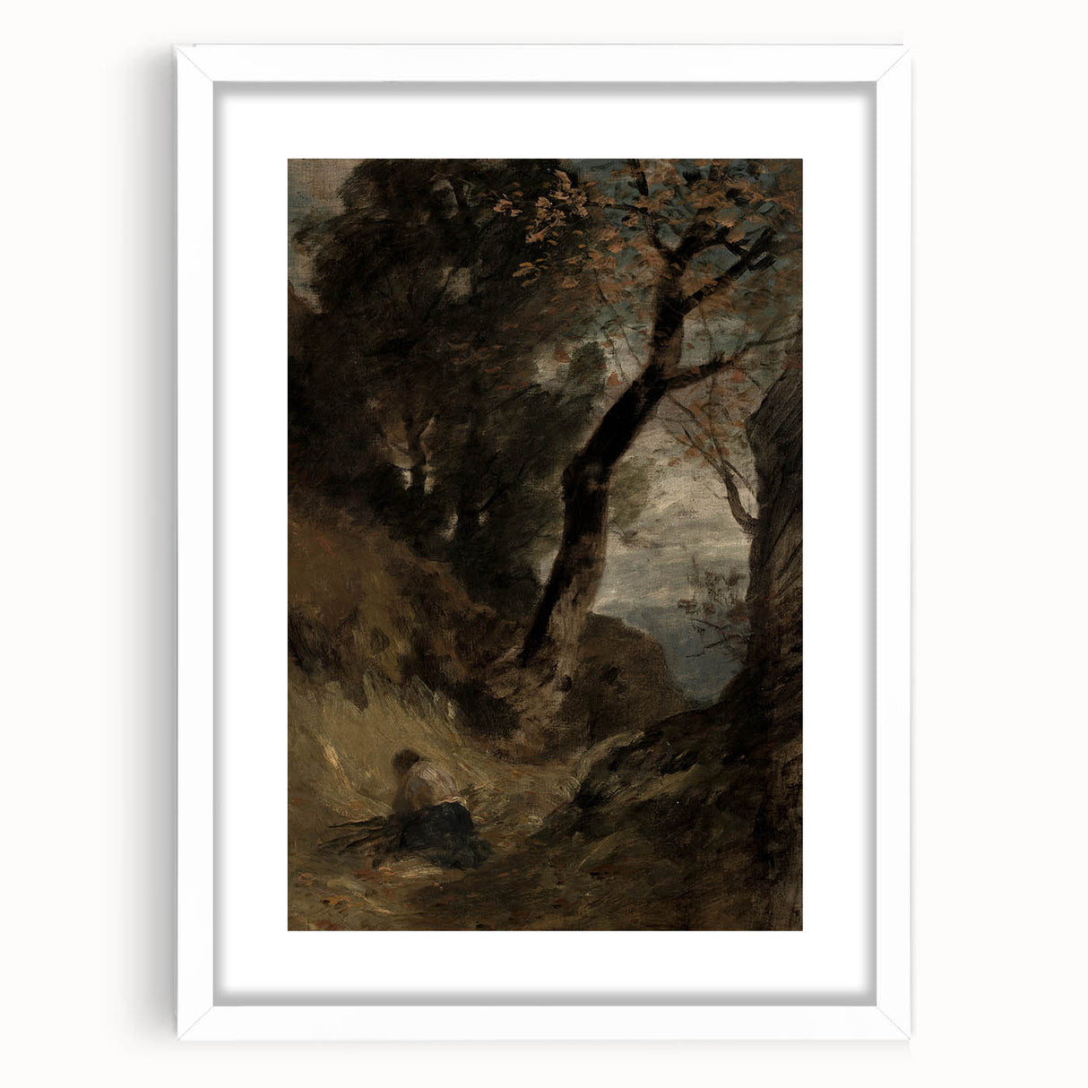 Dark Moody Wall Art | Serene Landscape with Figure in Dramatic Tones