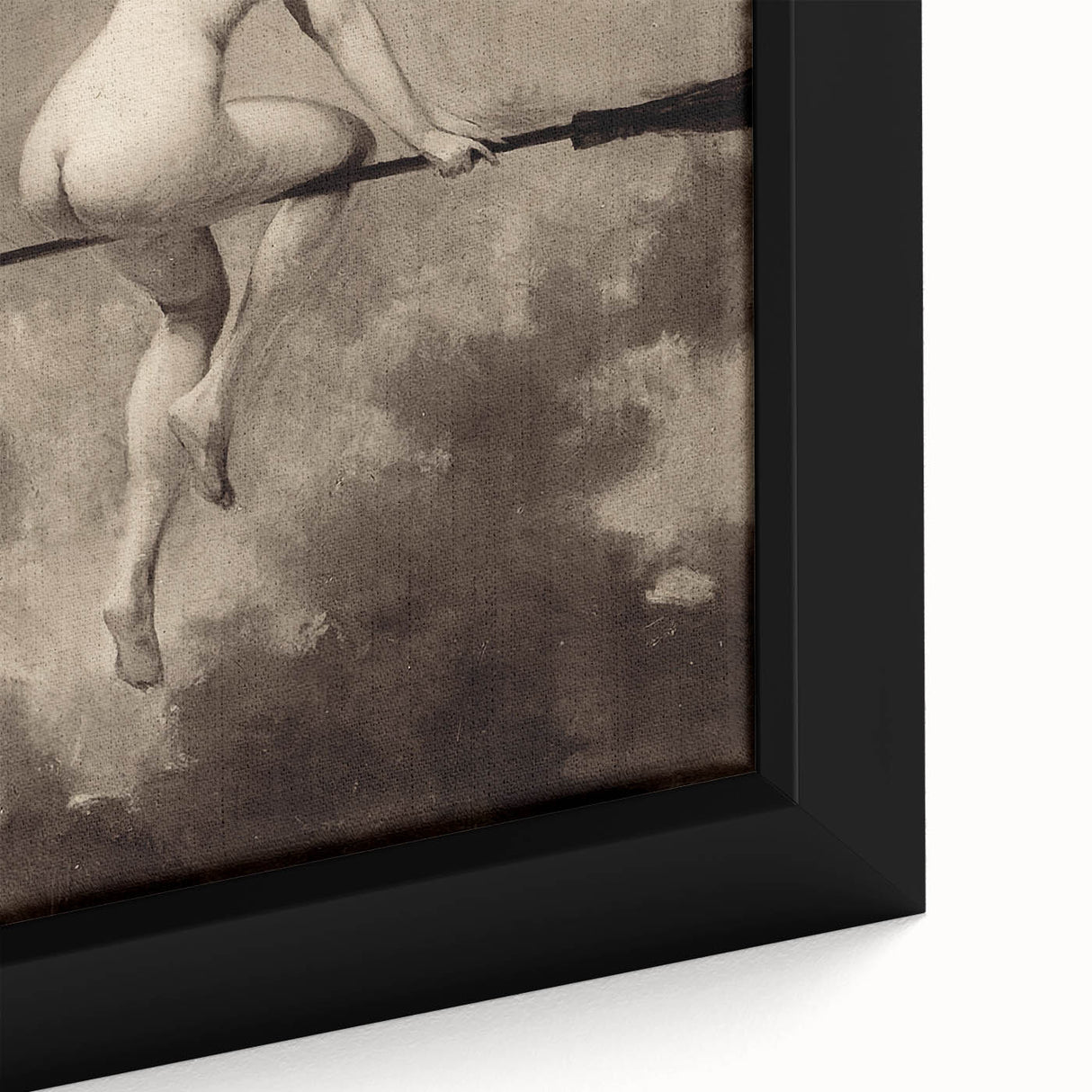 Dark Moody Wall Art | Vintage Nude on Broomstick | Moody Art Prints