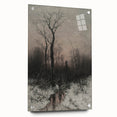 Dark Moody Winter Scene: Snowy Forest Walk Wall Art for Interiors