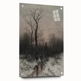 Dark Moody Winter Scene: Snowy Forest Walk Wall Art for Interiors
