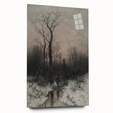 Dark Moody Winter Scene: Snowy Forest Walk Wall Art for Interiors