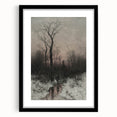 Dark Moody Winter Scene: Snowy Forest Walk Wall Art for Interiors