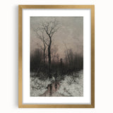 Dark Moody Winter Scene: Snowy Forest Walk Wall Art for Interiors