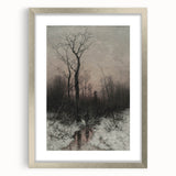 Dark Moody Winter Scene: Snowy Forest Walk Wall Art for Interiors