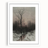 Dark Moody Winter Scene: Snowy Forest Walk Wall Art for Interiors