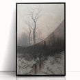 Dark Moody Winter Scene: Snowy Forest Walk Wall Art for Interiors