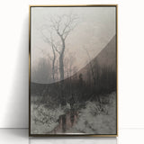 Dark Moody Winter Scene: Snowy Forest Walk Wall Art for Interiors