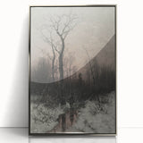 Dark Moody Winter Scene: Snowy Forest Walk Wall Art for Interiors