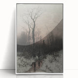 Dark Moody Winter Scene: Snowy Forest Walk Wall Art for Interiors