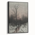 Dark Moody Winter Scene: Snowy Forest Walk Wall Art for Interiors