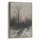 Dark Moody Winter Scene: Snowy Forest Walk Wall Art for Interiors