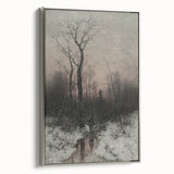 Dark Moody Winter Scene: Snowy Forest Walk Wall Art for Interiors