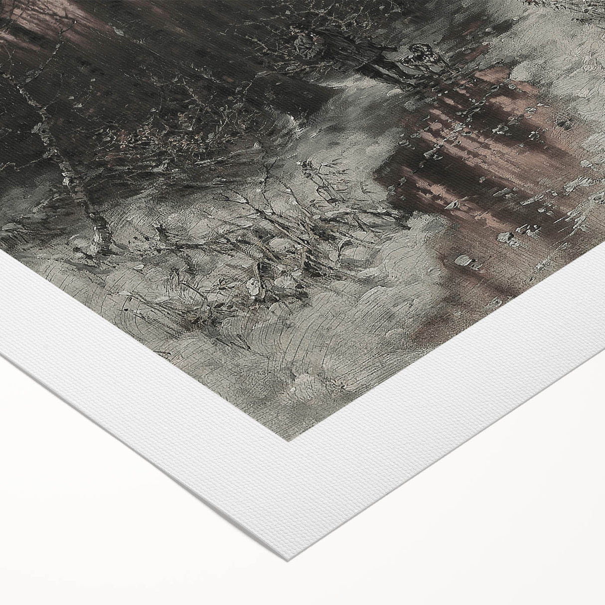 Dark Moody Winter Scene: Snowy Forest Walk Wall Art for Interiors