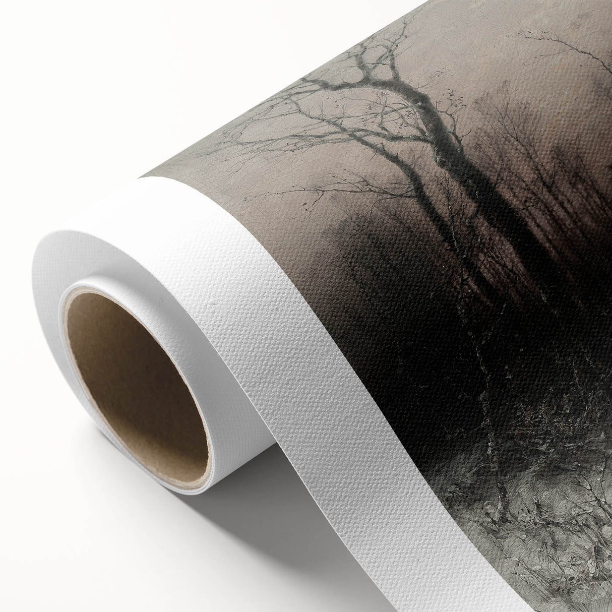 Dark Moody Winter Scene: Snowy Forest Walk Wall Art for Interiors
