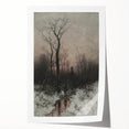 Dark Moody Winter Scene: Snowy Forest Walk Wall Art for Interiors