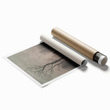 Dark Moody Winter Scene: Snowy Forest Walk Wall Art for Interiors