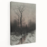 Dark Moody Winter Scene: Snowy Forest Walk Wall Art for Interiors