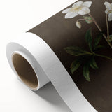 Dark Moody Botanical Art: White Flower Illustration for Interior Decor