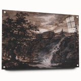Dark Moody Wall Art - Timeless Waterfall Scene with Dramatic Shadows