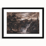 Dark Moody Wall Art - Timeless Waterfall Scene with Dramatic Shadows