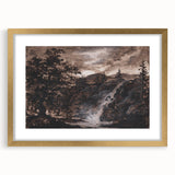 Dark Moody Wall Art - Timeless Waterfall Scene with Dramatic Shadows