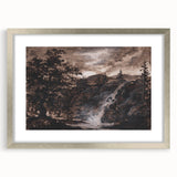 Dark Moody Wall Art - Timeless Waterfall Scene with Dramatic Shadows