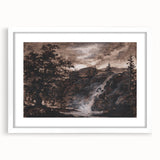 Dark Moody Wall Art - Timeless Waterfall Scene with Dramatic Shadows
