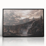 Dark Moody Wall Art - Timeless Waterfall Scene with Dramatic Shadows