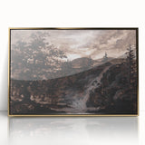 Dark Moody Wall Art - Timeless Waterfall Scene with Dramatic Shadows