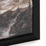 Dark Moody Wall Art - Timeless Waterfall Scene with Dramatic Shadows
