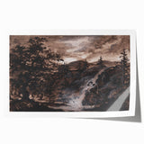Dark Moody Wall Art - Timeless Waterfall Scene with Dramatic Shadows