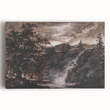 Dark Moody Wall Art - Timeless Waterfall Scene with Dramatic Shadows