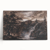 Dark Moody Wall Art - Timeless Waterfall Scene with Dramatic Shadows