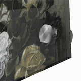 Moody Art Prints - Dramatic White Roses with Dark Green Foliage