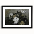 Moody Art Prints - Dramatic White Roses with Dark Green Foliage