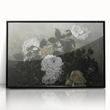 Moody Art Prints - Dramatic White Roses with Dark Green Foliage