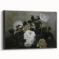 Moody Art Prints - Dramatic White Roses with Dark Green Foliage