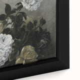 Moody Art Prints - Dramatic White Roses with Dark Green Foliage