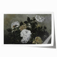 Moody Art Prints - Dramatic White Roses with Dark Green Foliage