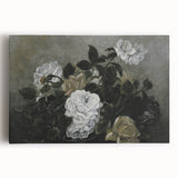Moody Art Prints - Dramatic White Roses with Dark Green Foliage