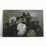 Moody Art Prints - Dramatic White Roses with Dark Green Foliage