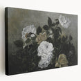 Moody Art Prints - Dramatic White Roses with Dark Green Foliage