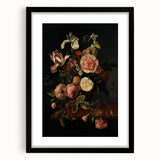 Dark Moody Wall Art - Classic Floral Bouquet for Elegant Home Decor