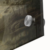 Dark Moody Wall Art - Moonlit Forest Scene with Deer Reflection