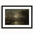Dark Moody Wall Art - Moonlit Forest Scene with Deer Reflection