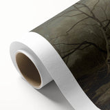 Dark Moody Wall Art - Moonlit Forest Scene with Deer Reflection