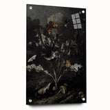 Moody Art Prints - Thistle and Butterfly Scene in Dark Nature Tones