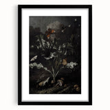 Moody Art Prints - Thistle and Butterfly Scene in Dark Nature Tones