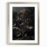 Moody Art Prints - Thistle and Butterfly Scene in Dark Nature Tones