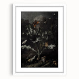 Moody Art Prints - Thistle and Butterfly Scene in Dark Nature Tones
